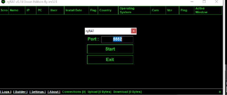 Figure 2 Pop-up window to set listening port – Attacker machine