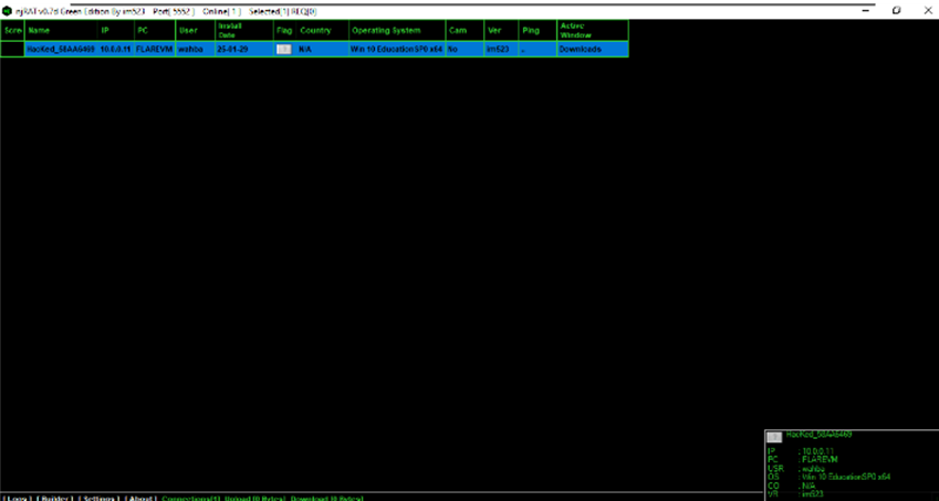 Figure 5 C2 GUI shows list of infected machine(s) - Attacker machine