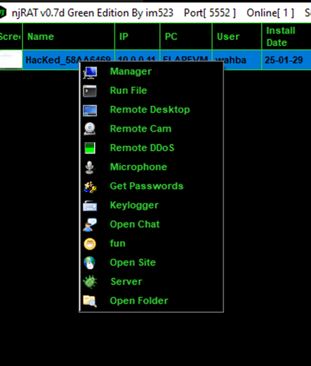 Figure 7 Different exploitations choice - Attacker machine