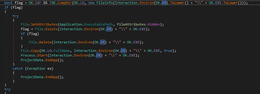 Figure 19 Copying executable to the specified location